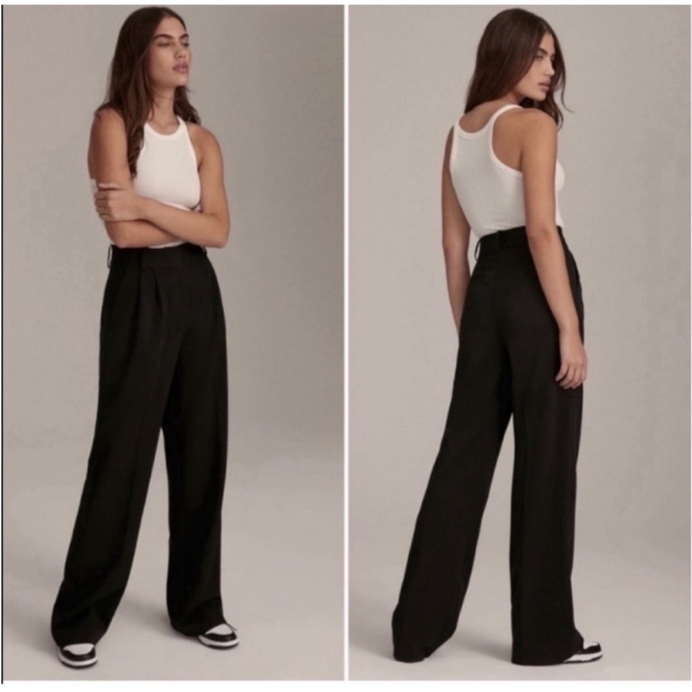 Favorite Daughter Favorite Pants Black Wide Leg Trousers High Rise Pleated 18